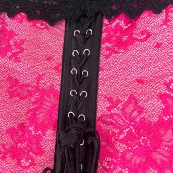 NWT Frederick's of Hollywood Hot Pink Lingerie Corset W/ Panties Size 44 - Picture 8 of 8